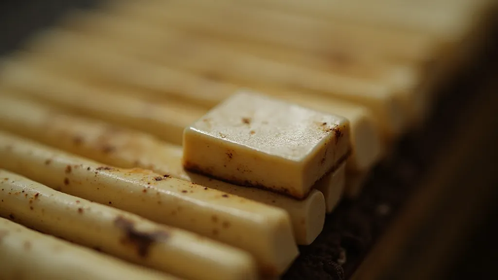 Close-up of a worn ivory key on an accordion