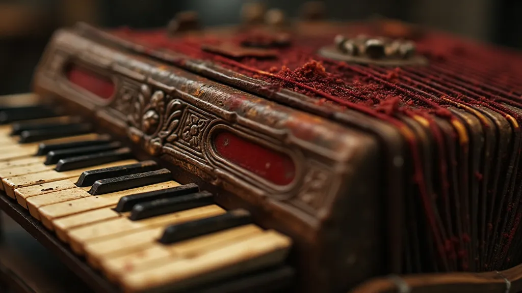 Antique accordion close-up