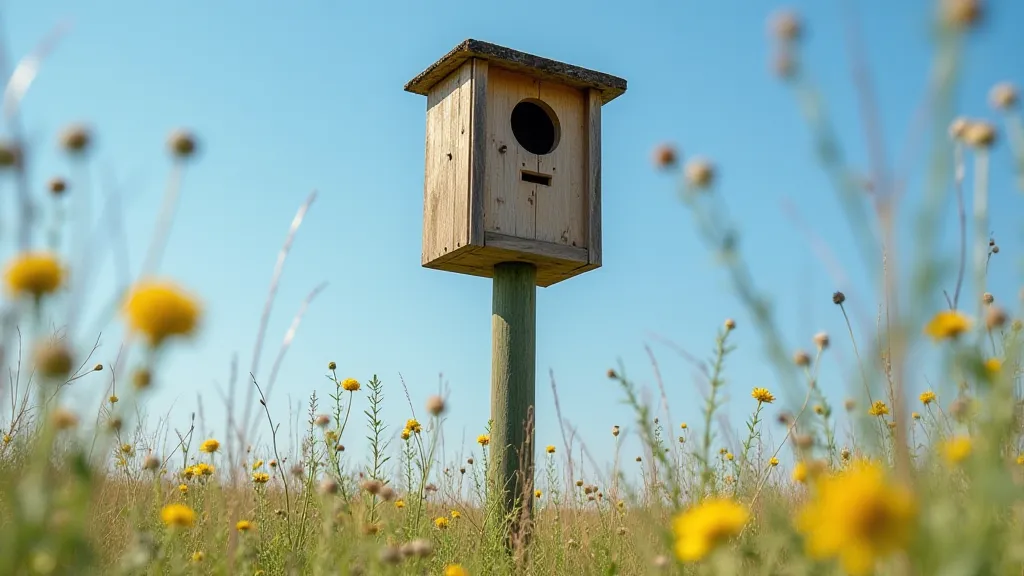 Completed bat house mounted on pole
