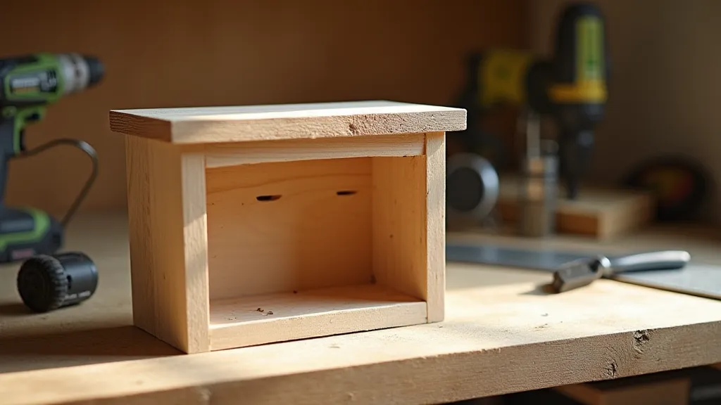 Bat house construction on workbench