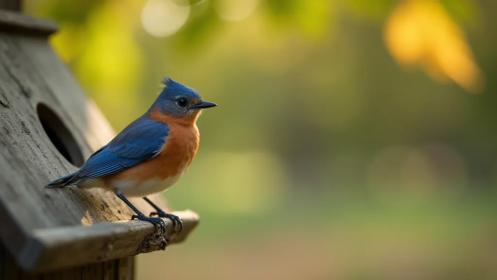 Eastern Bluebird on birdhouse
