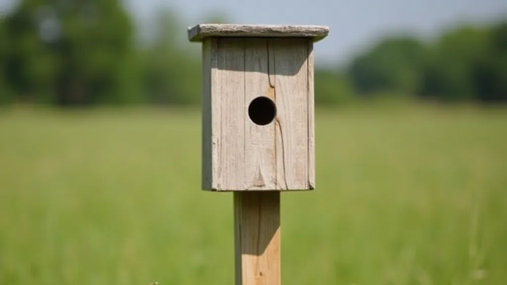 Completed bluebird nest box on a post