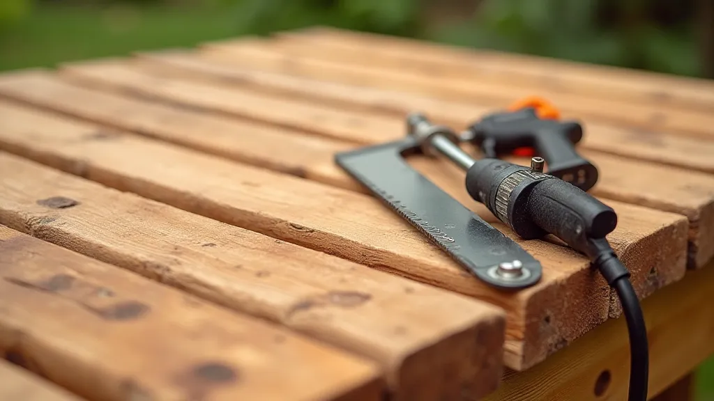 Cedar wood planks and a saw