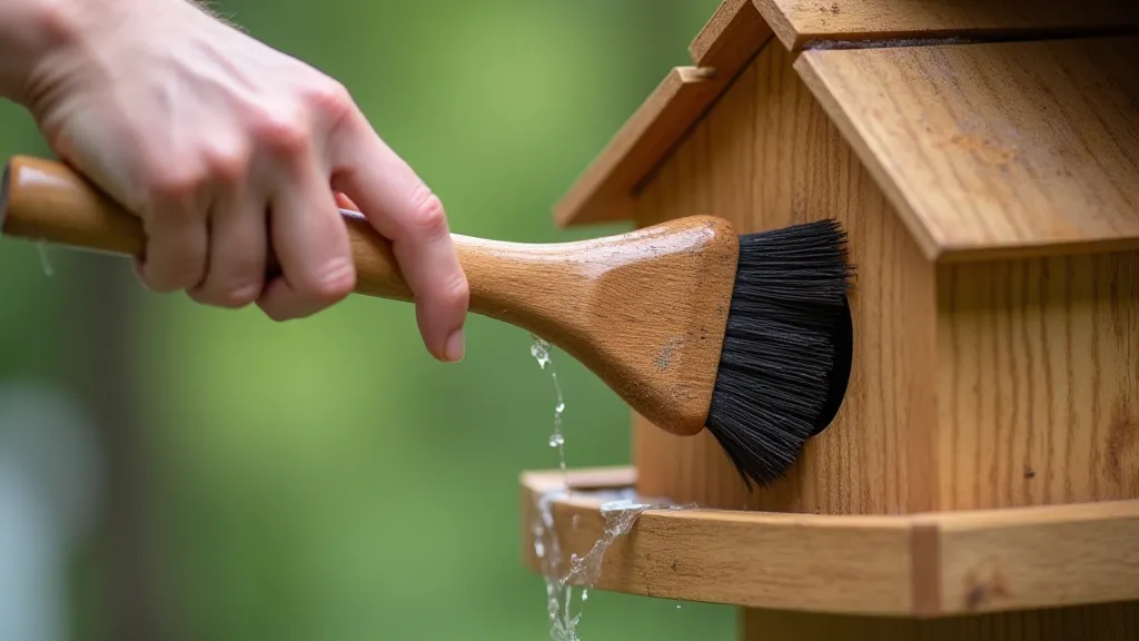 Person cleaning a bird house