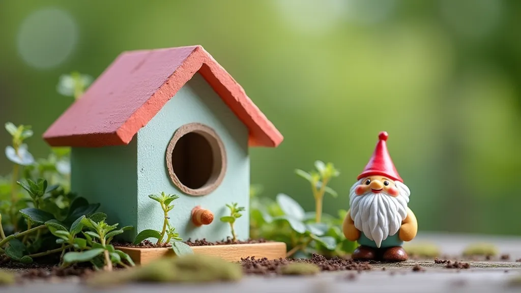 Completed fairy birdhouse with decorations