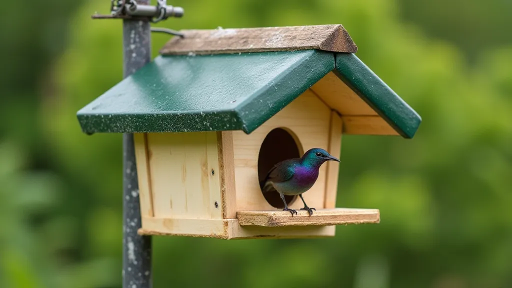 A completed purple martin house mounted on a pole