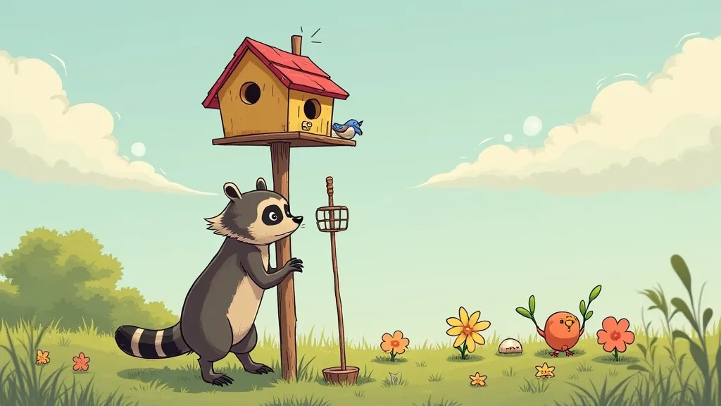 Raccoon thwarted by baffle