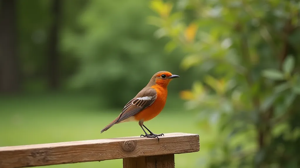 Robin perched on the nesting platform