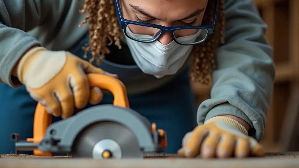 Woodworker wearing safety gear