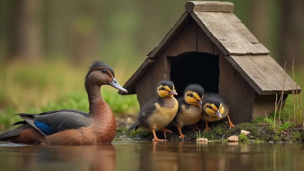 Wood Duck on birdhouse